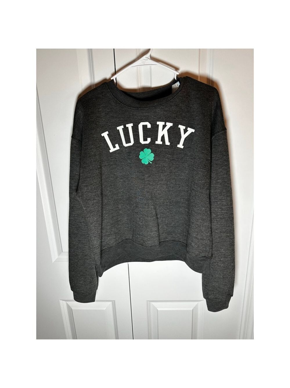 Modern Lux Charcoal Lucky Shamrock Sweatshirt S